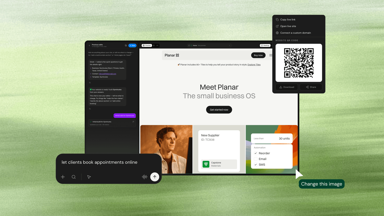 AI Website Builder in the InMinutes dashboard