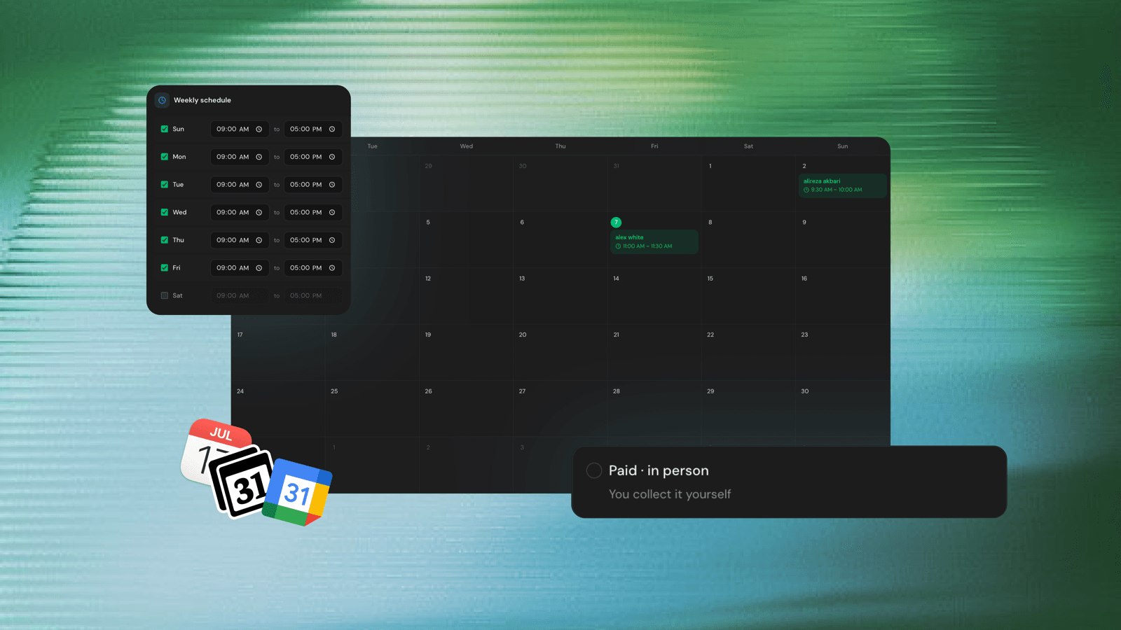 Bookings in the InMinutes dashboard